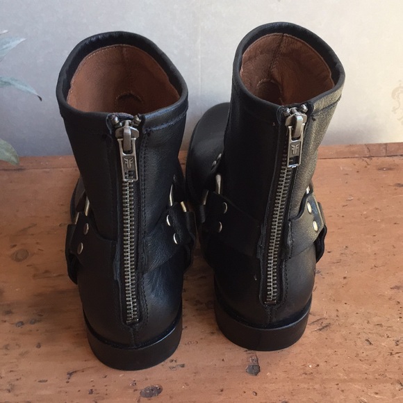 Frye Phillip Black Harness Ankle Boots NWOT - Picture 3 of 7